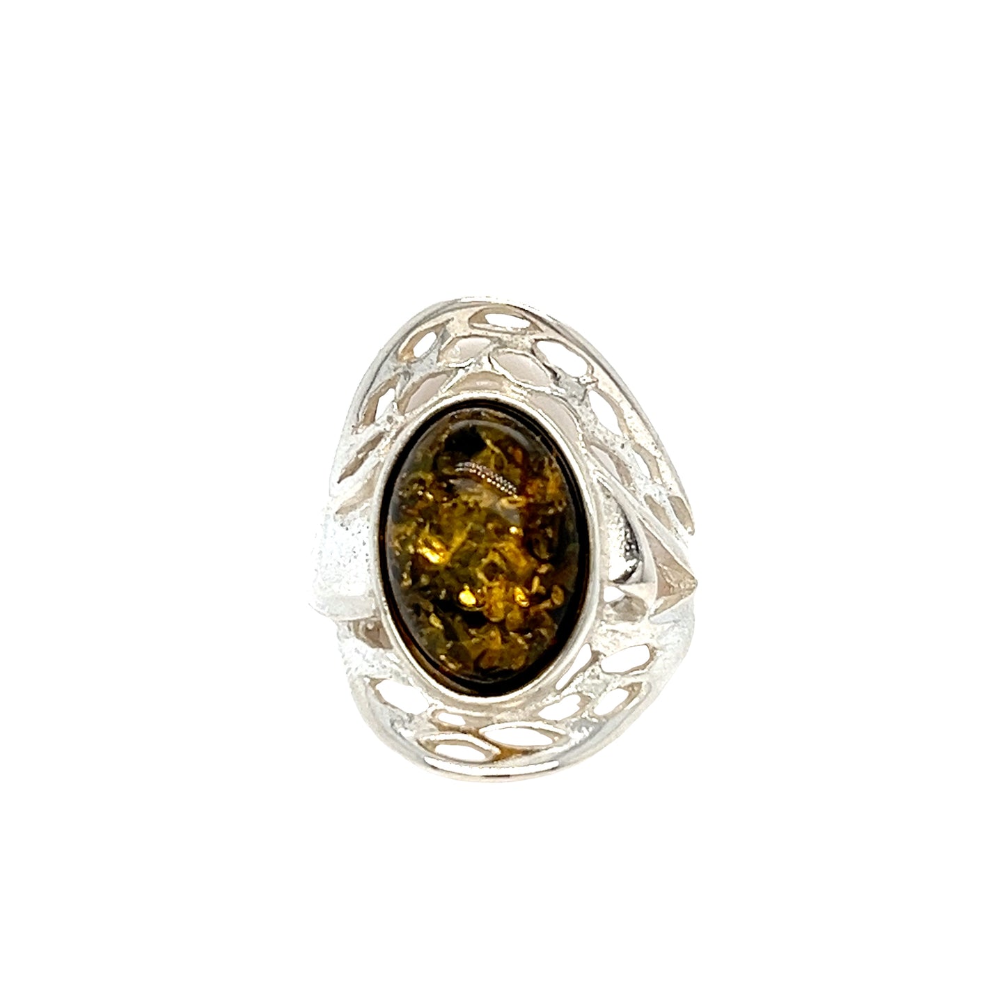 Vintage zilveren ring (925) met barnsteen