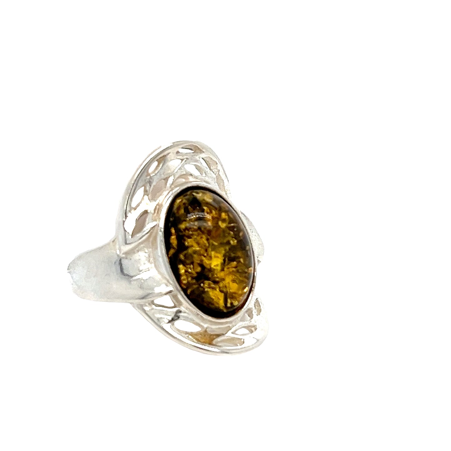Vintage zilveren ring (925) met barnsteen