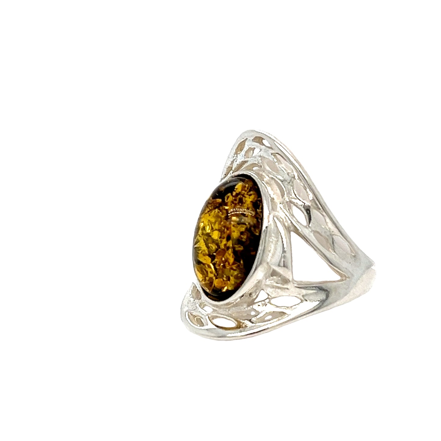 Vintage zilveren ring (925) met barnsteen