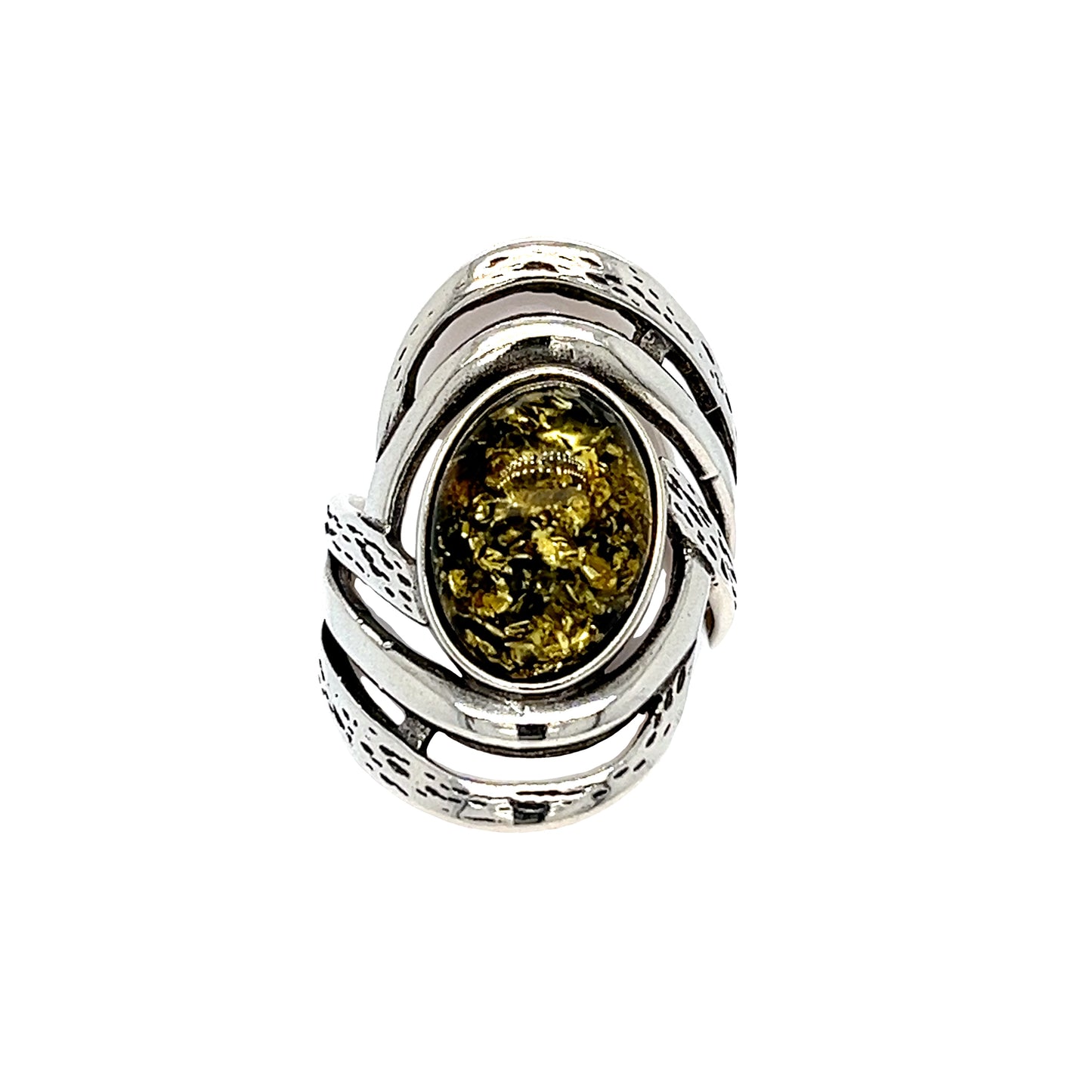 Opulenter Vintage Ring mit Bernstein aus Silber