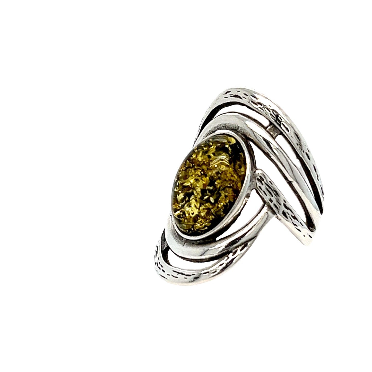 Opulenter Vintage Ring mit Bernstein aus Silber