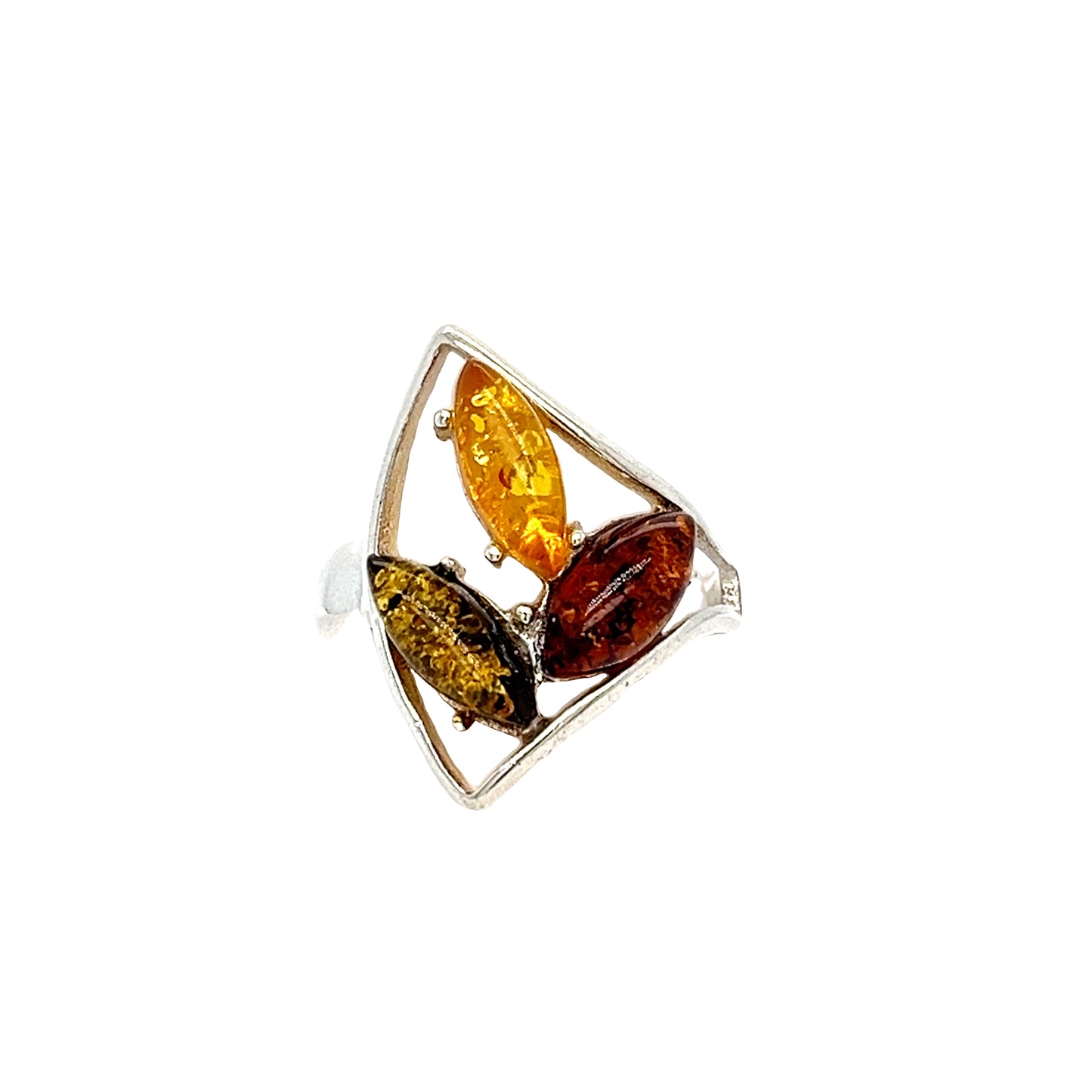 Design Ring mit dreifarbigem Bernstein