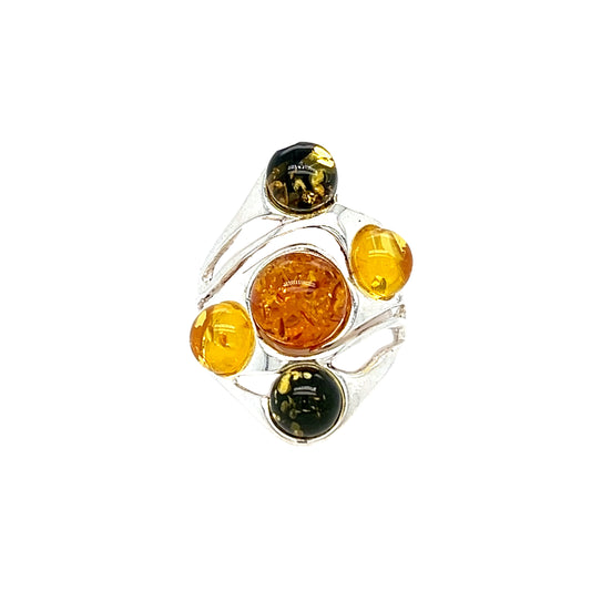 Multicolor barnsteen ring voor stijlvolle vrouwen