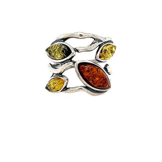 Expressieve vintage stijl barnsteenring