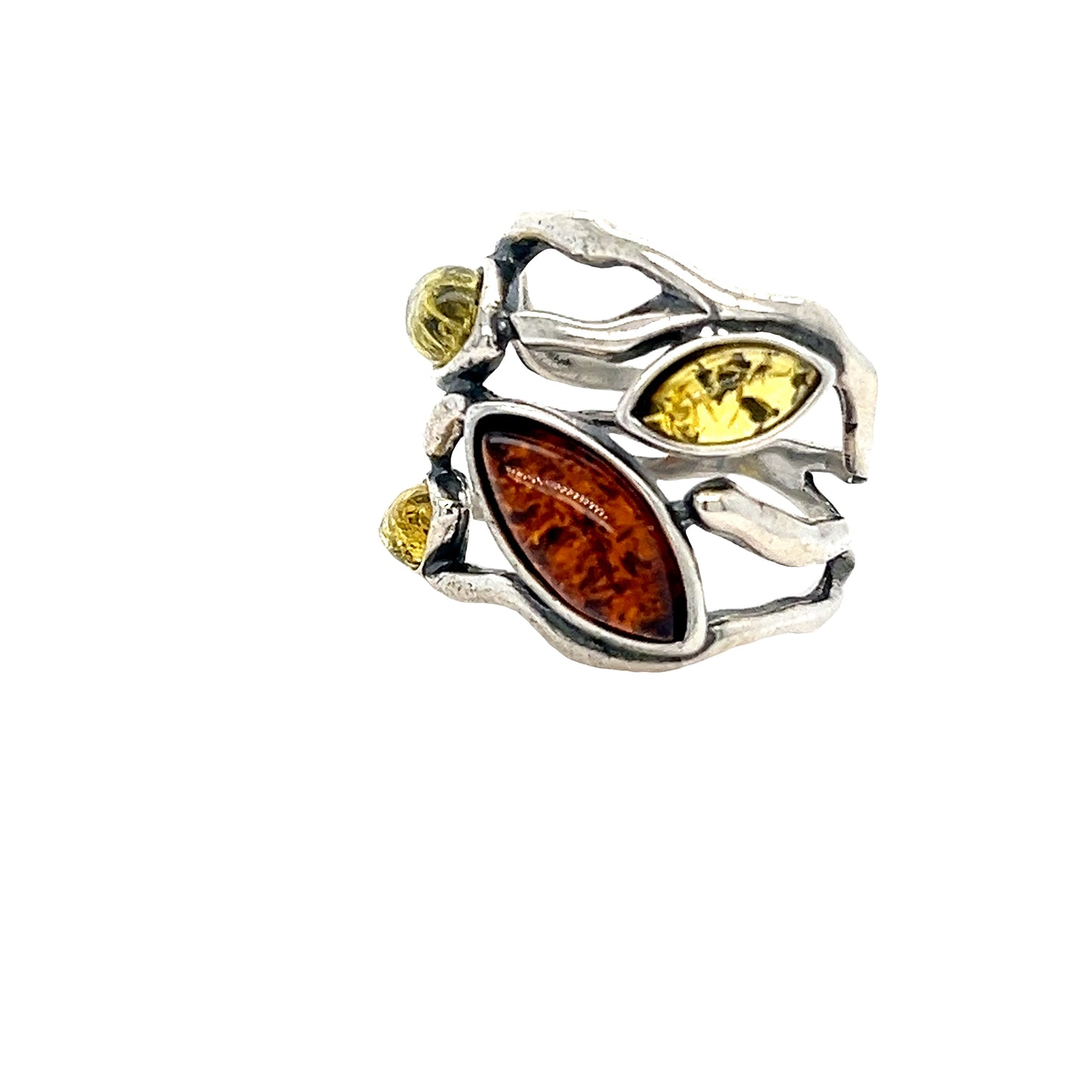 Expressieve vintage stijl barnsteenring
