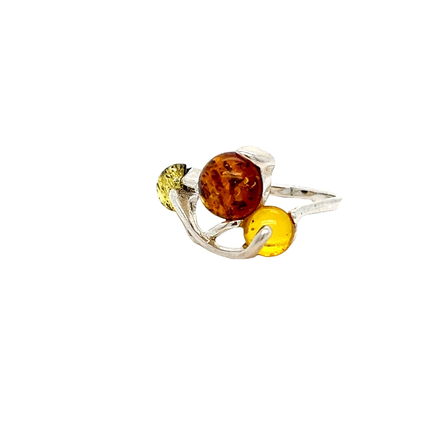 Driekleurige barnsteenring modern design