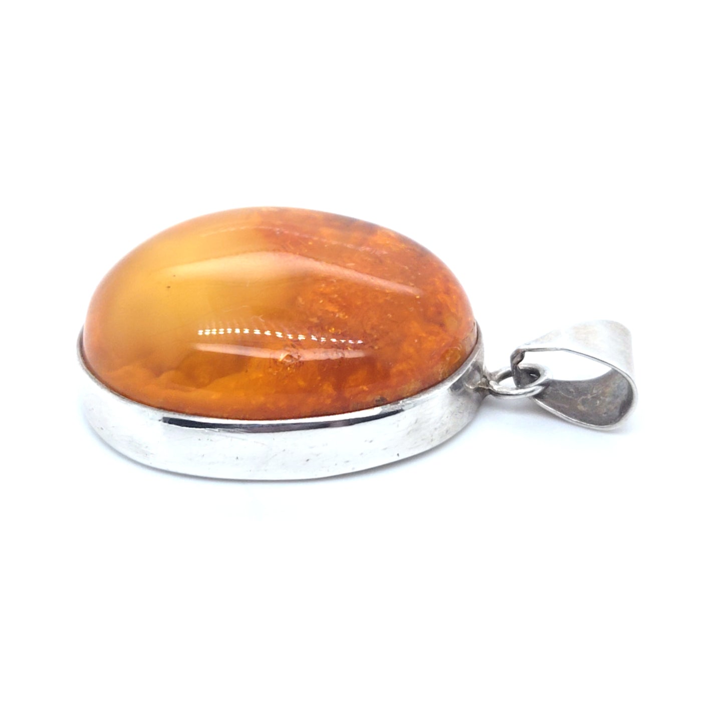 Unisex-Anhänger aus 925er Sterlingsilber mit echtem Bernstein – Unikat