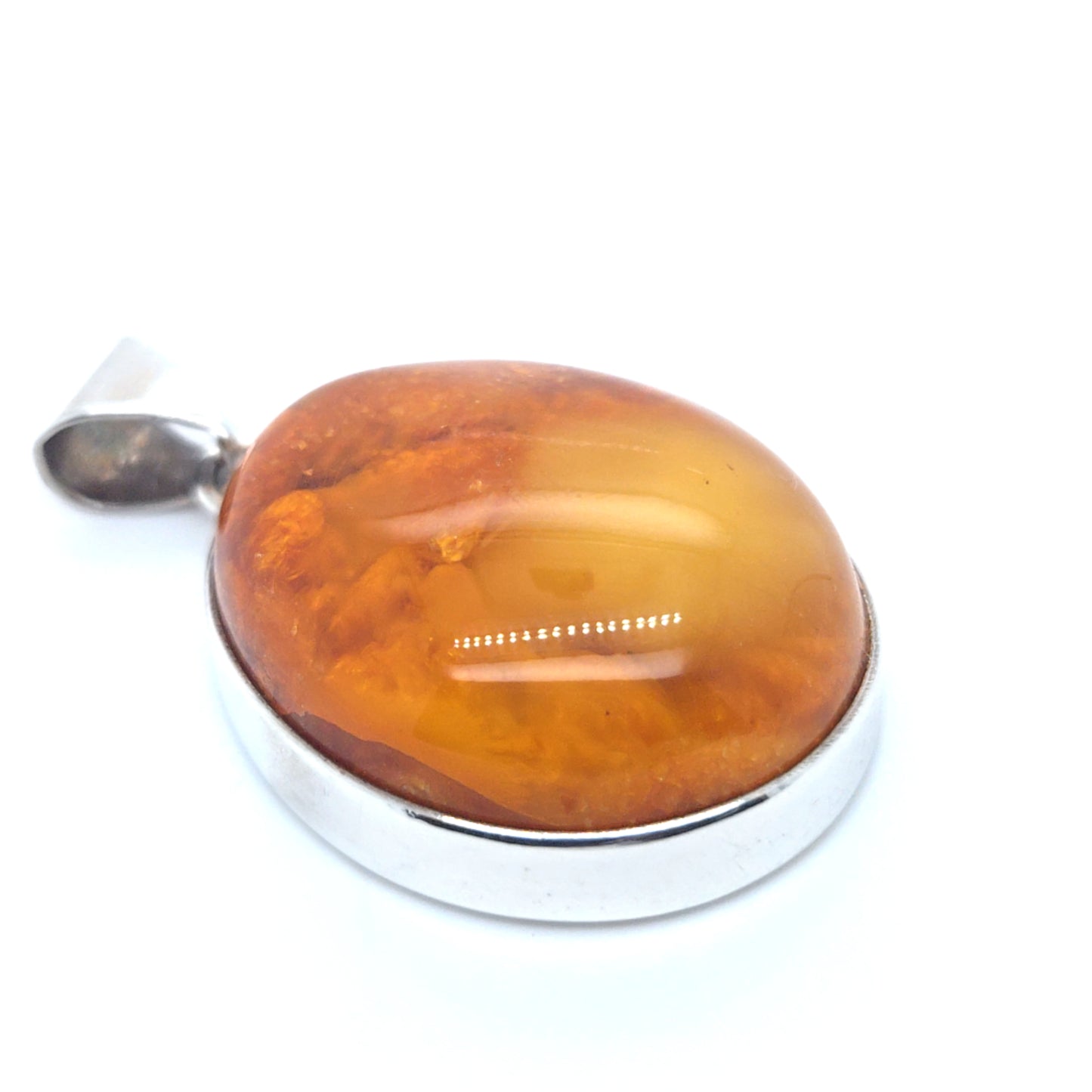 Unisex-Anhänger aus 925er Sterlingsilber mit echtem Bernstein – Unikat