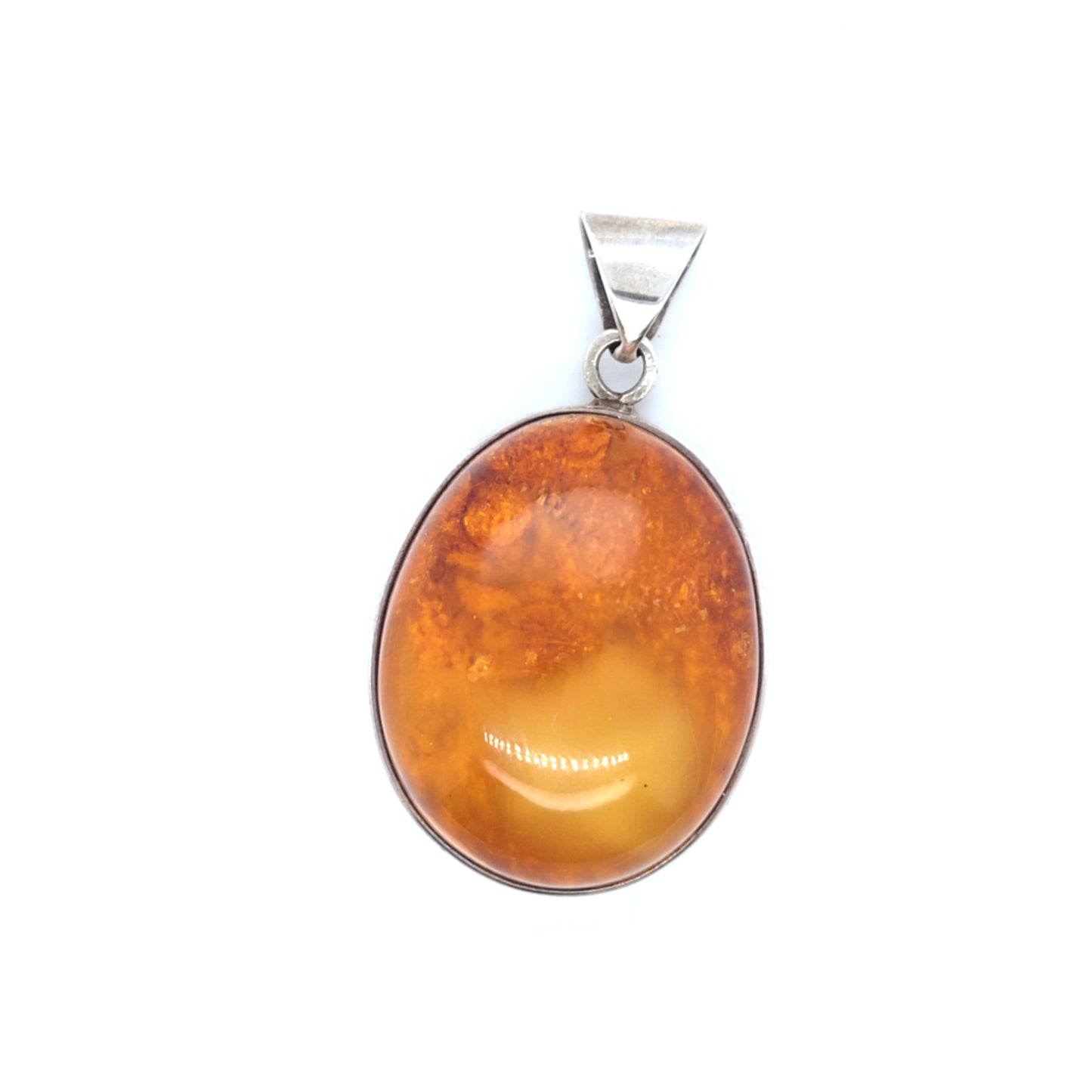 Unisex-Anhänger aus 925er Sterlingsilber mit echtem Bernstein – Unikat