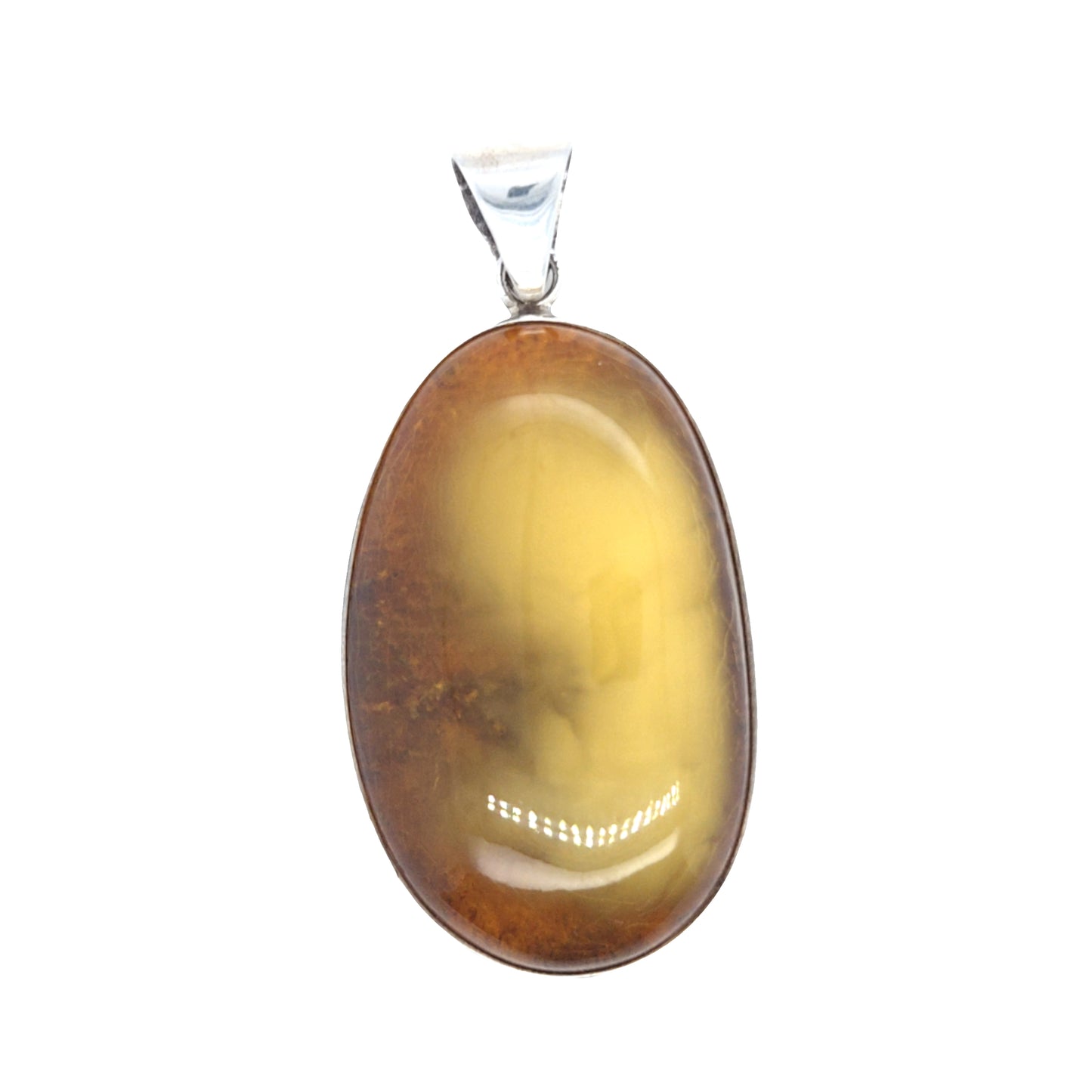 Unisex-Anhänger aus 925er Sterlingsilber mit echtem Bernstein – Unikat
