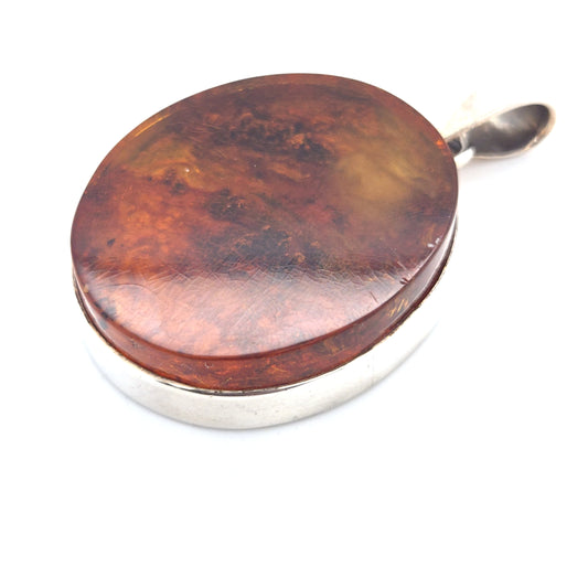 Eleganter Anhänger aus 925er Sterlingsilber mit echtem Bernstein – Unikat