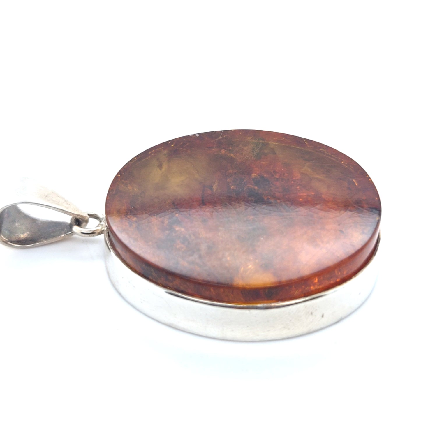 Eleganter Anhänger aus 925er Sterlingsilber mit echtem Bernstein – Unikat