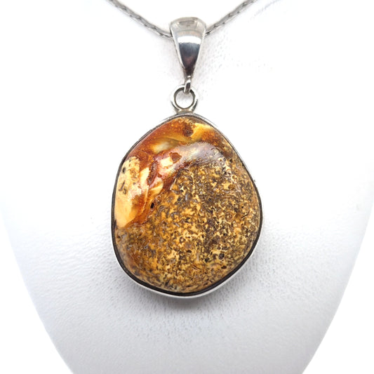 Unikat Bernstein Anhänger aus 925er Sterlingsilber