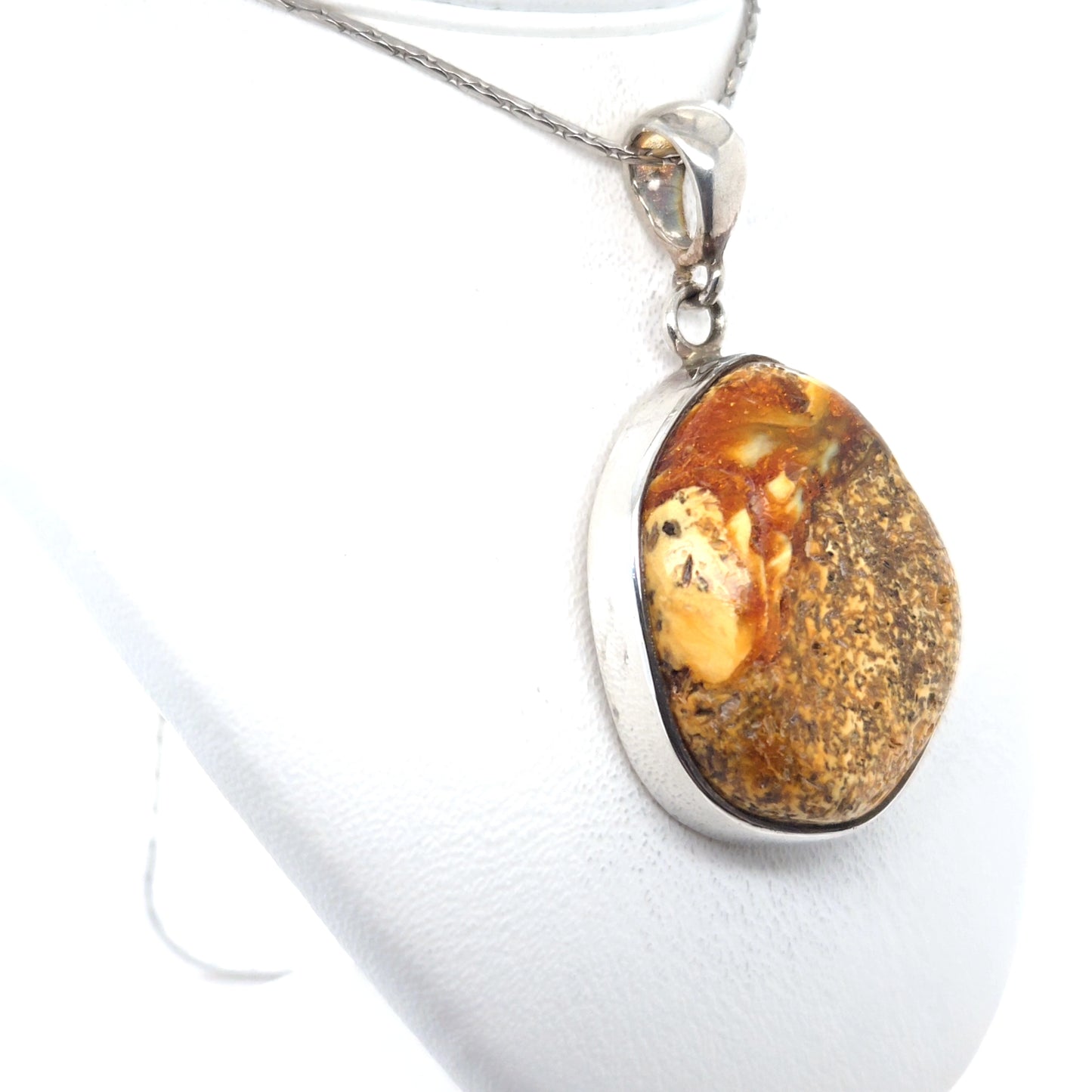 Unikat Bernstein Anhänger aus 925er Sterlingsilber