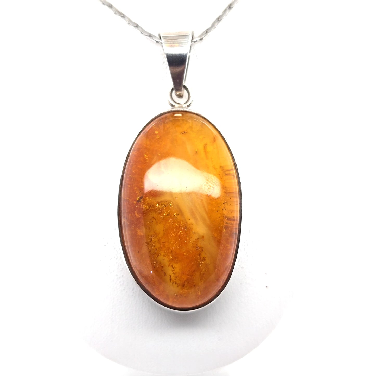 Unique amber pendant, silver, one-of-a-kind