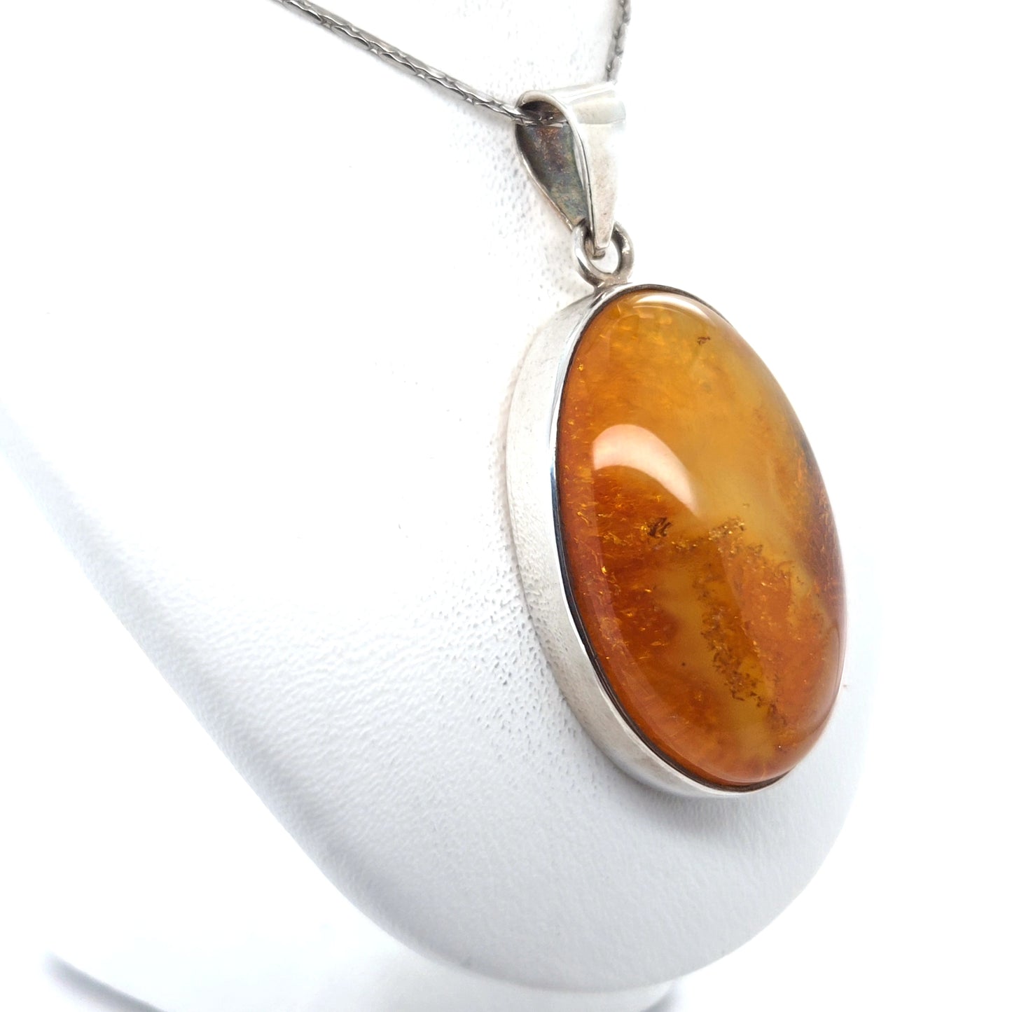 Unique amber pendant, silver, one-of-a-kind