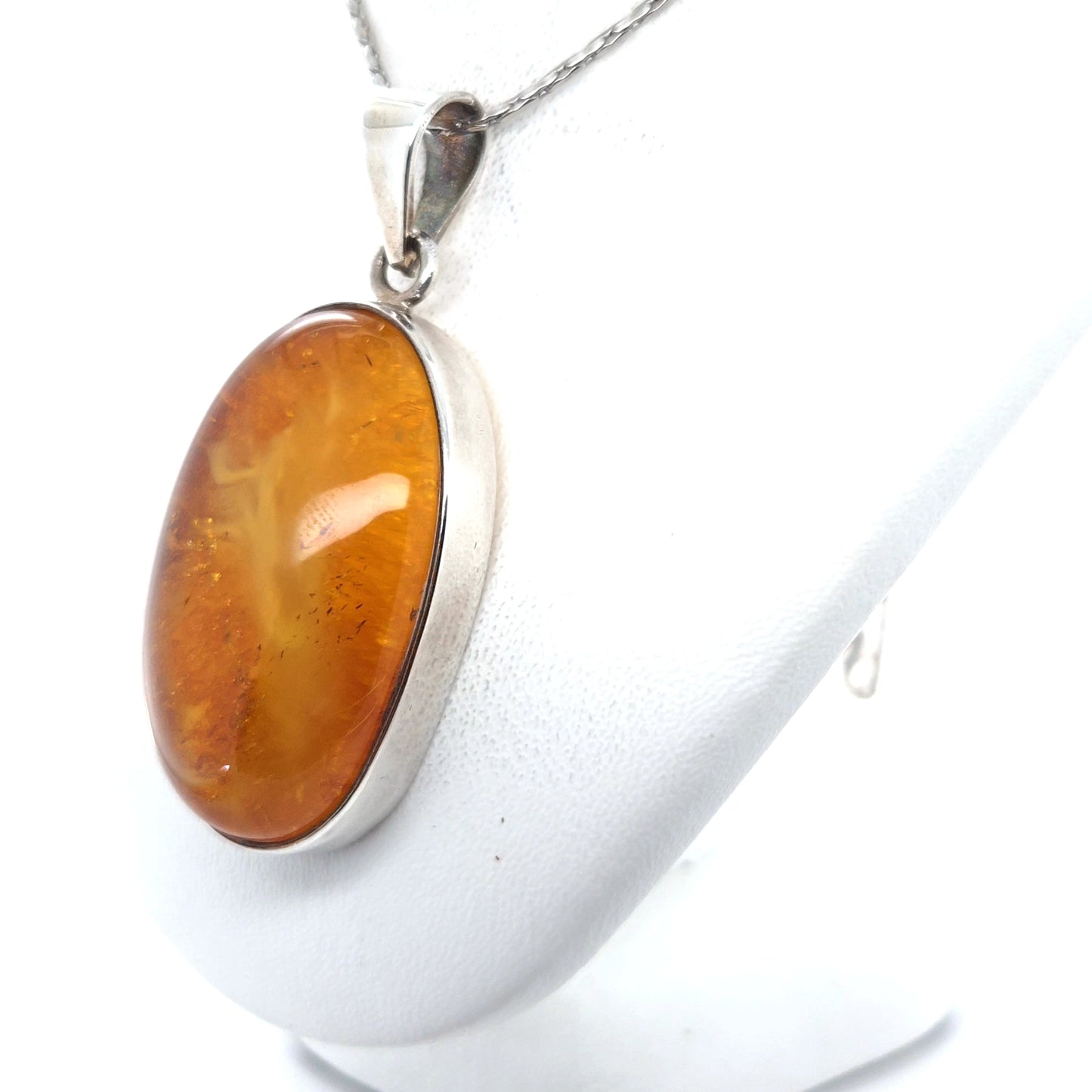 Unique amber pendant, silver, one-of-a-kind