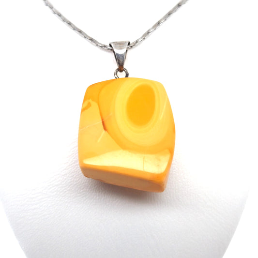 Geometrischer Bernstein Anhänger 925er Silber Einzelstück