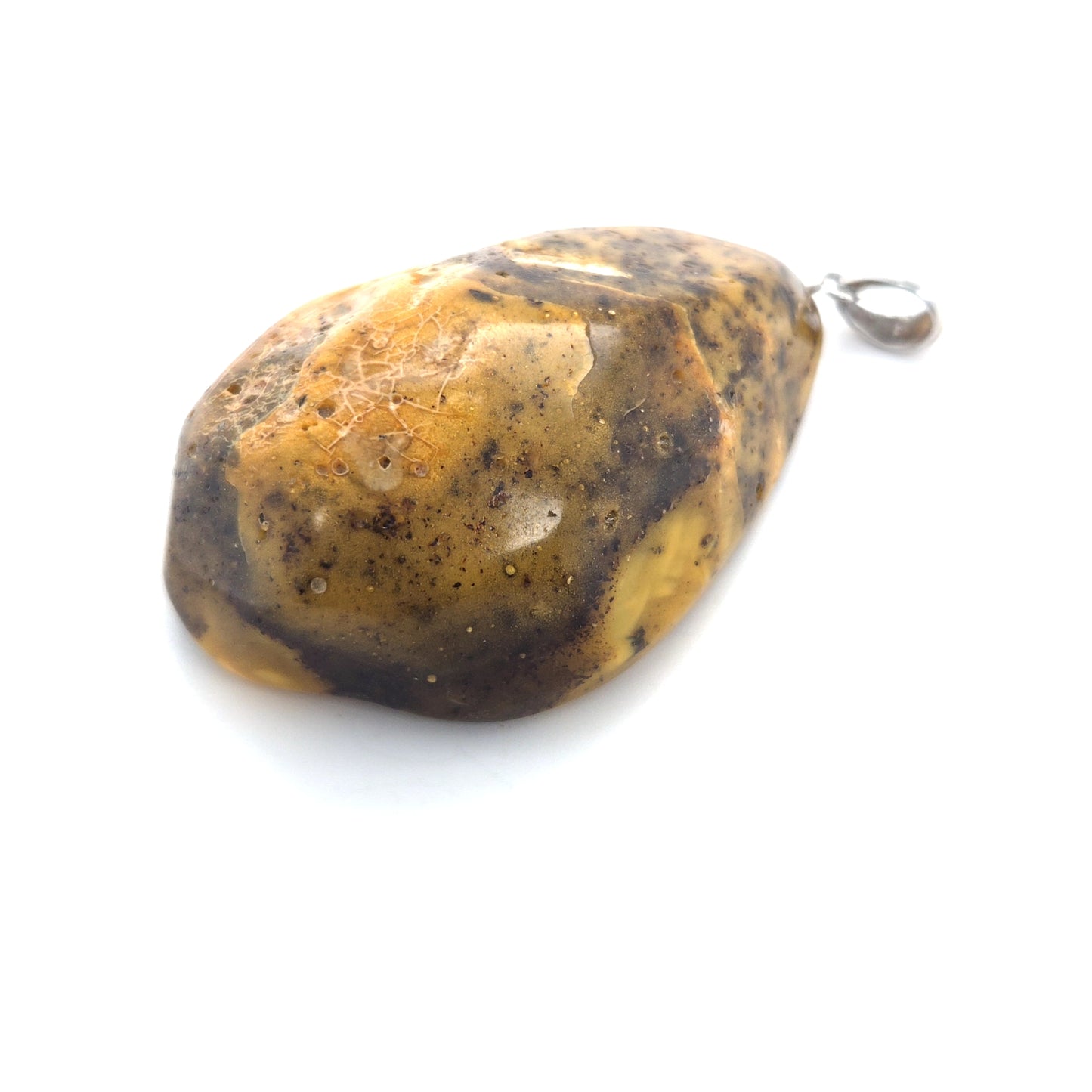 Ruwe barnsteen hanger 925 zilver uniek