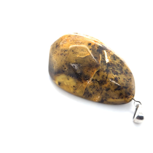 Roh wirkender Bernstein Anhänger 925er Silber Unikat