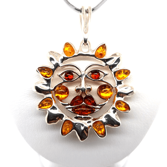 Sonnen Anhänger mit Bernstein 925 Silber