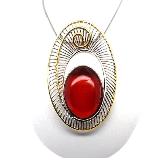 Roter Bernstein Anhänger Silber Unikat