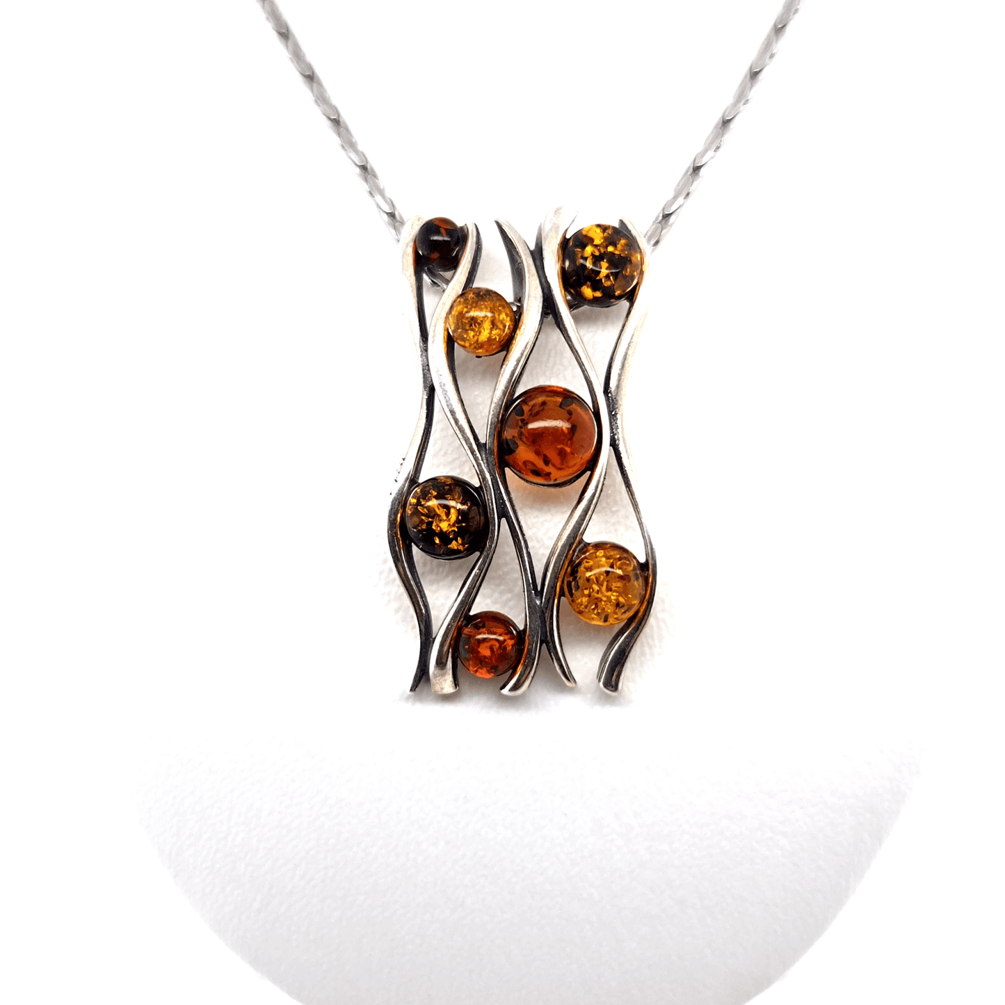 Modern Amber Pendant Silver Women