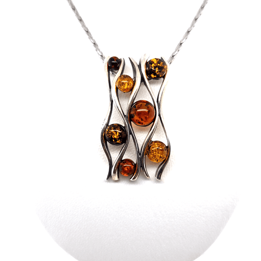 Moderner Bernstein Anhänger Silber Damen