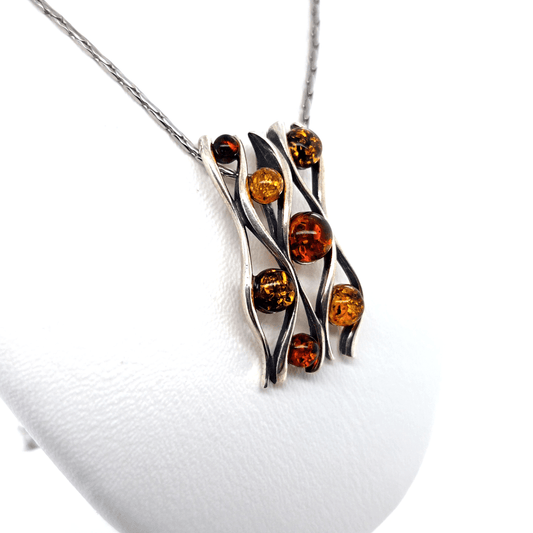 Moderner Bernstein Anhänger Silber Damen