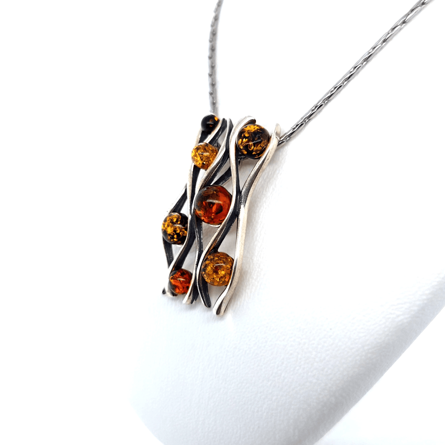Modern Amber Pendant Silver Women