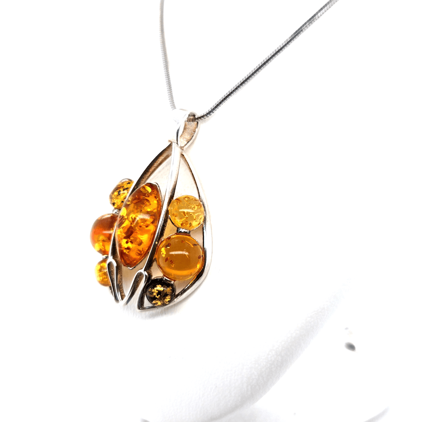 Stijlvolle barnsteen hanger dames 925 zilver