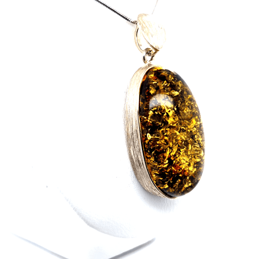 Exklusiver Bernstein Anhänger grün Silber 925