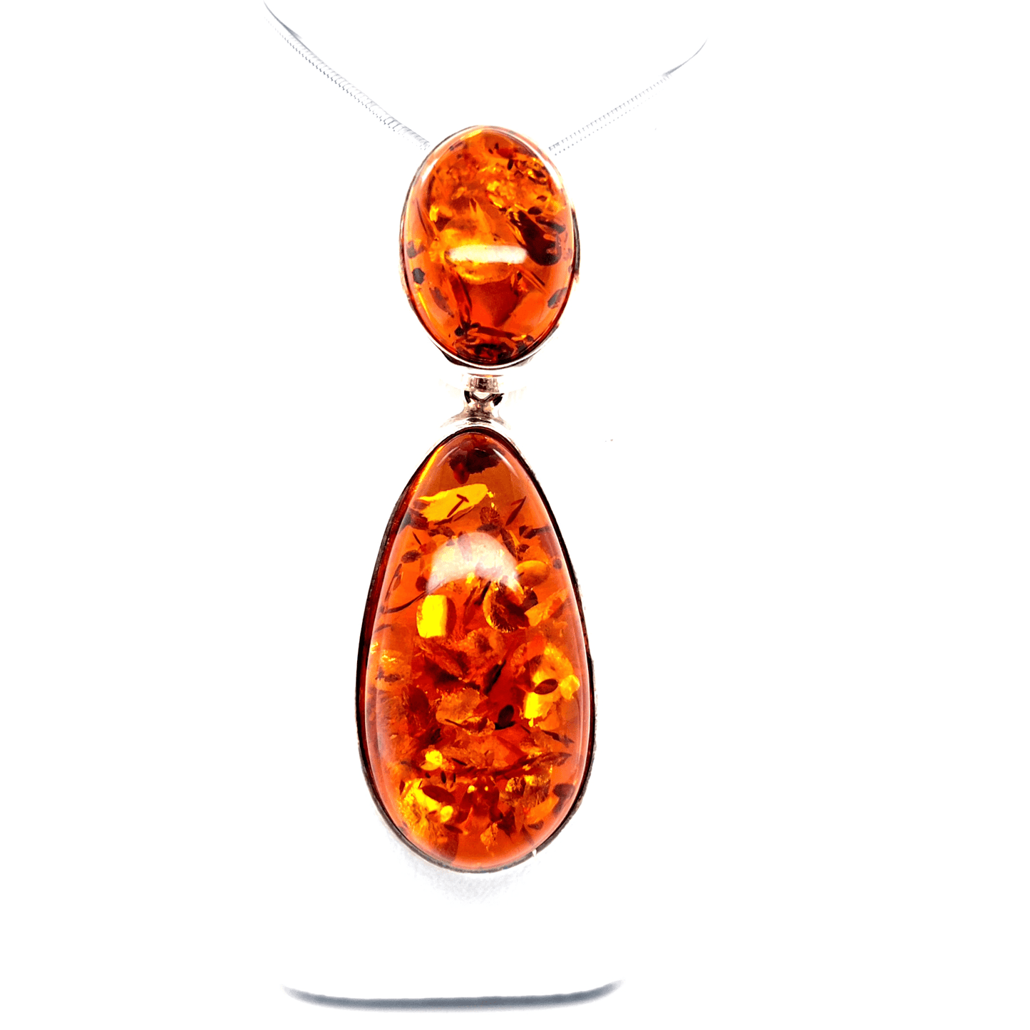 Doppel Bernstein Anhänger Silber 925 orange elegant