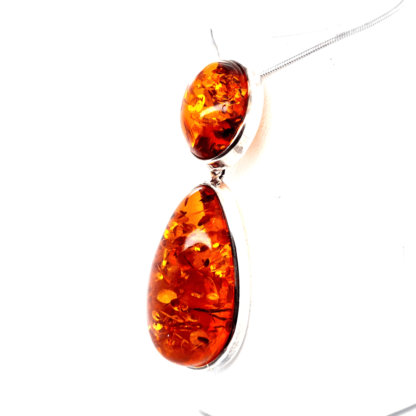 Doppel Bernstein Anhänger Silber 925 orange elegant