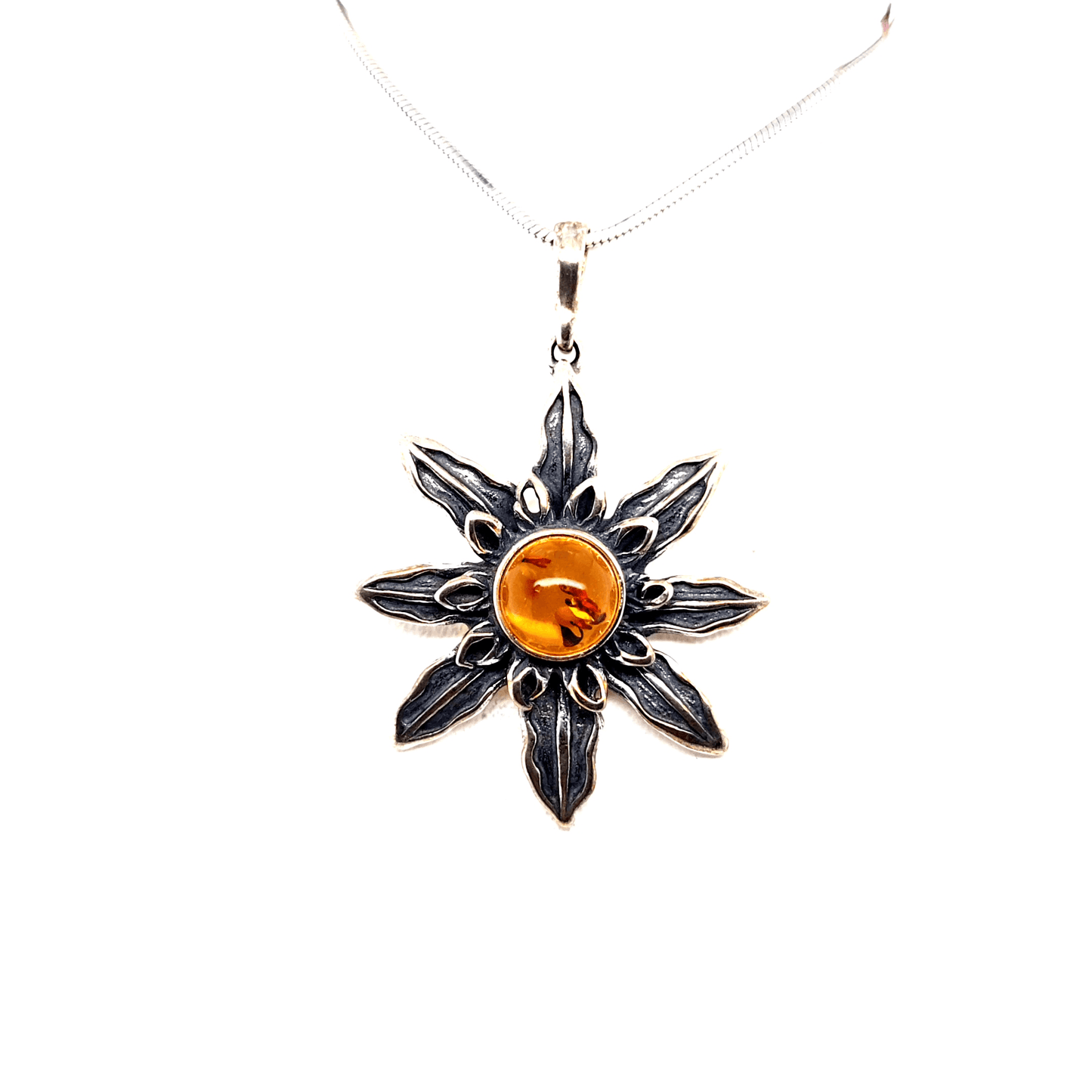Stern Anhänger orange Bernstein 925 Silber
