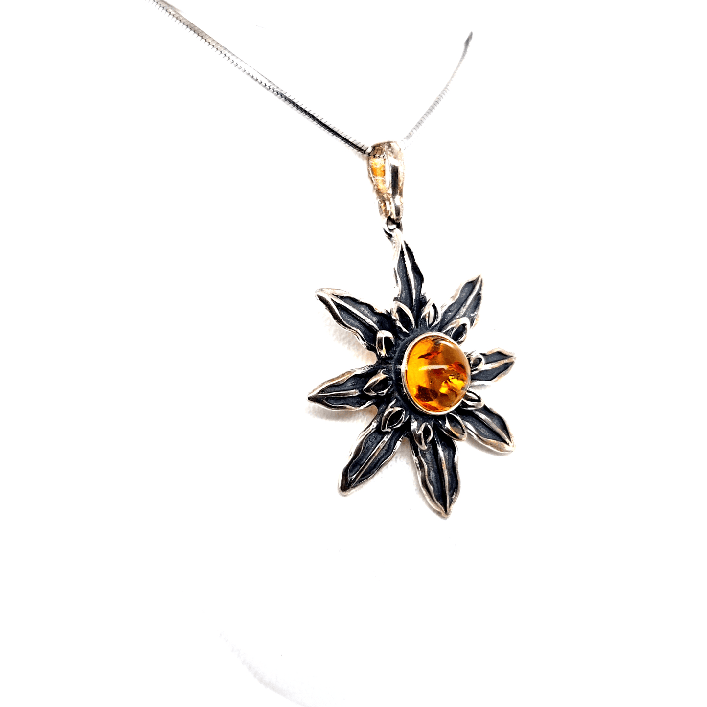 Stern Anhänger orange Bernstein 925 Silber