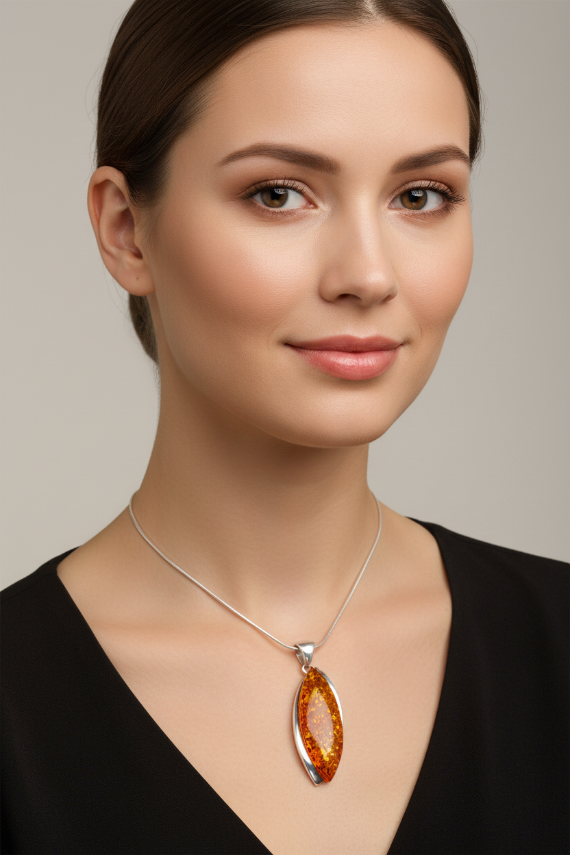 Unikat Bernstein Anhänger Silber 925 modern