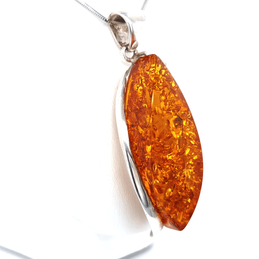 Unikat Bernstein Anhänger Silber 925 modern