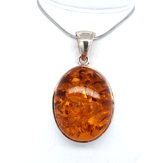 Ovaler Bernstein Anhänger Silber 925 elegant