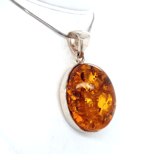 Ovaler Bernstein Anhänger Silber 925 elegant