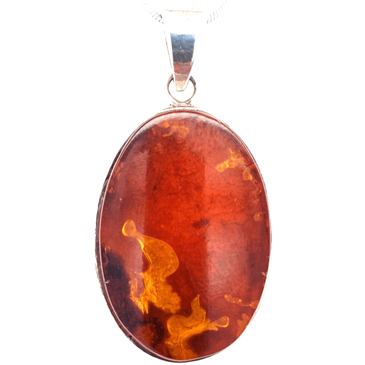 Bernstein Anhänger groß Unisex Silber 925