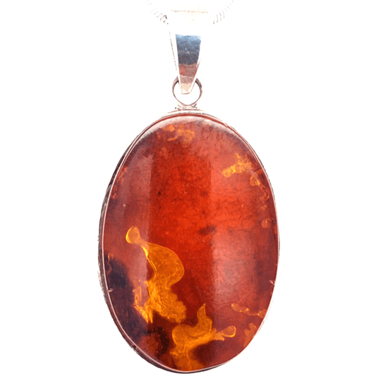 Bernstein Anhänger groß Unisex Silber 925