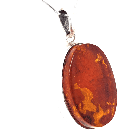 Bernstein Anhänger groß Unisex Silber 925