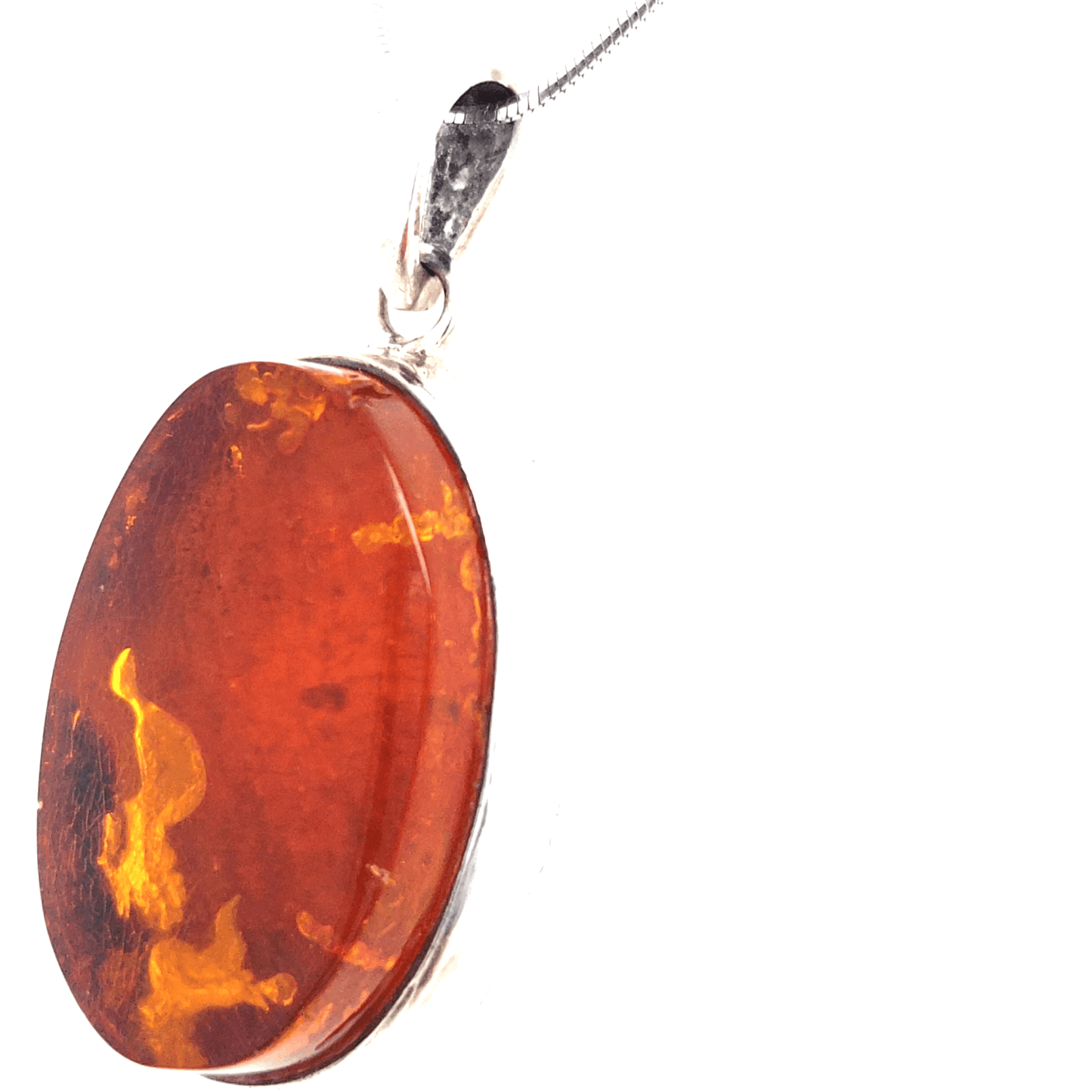 Bernstein Anhänger groß Unisex Silber 925