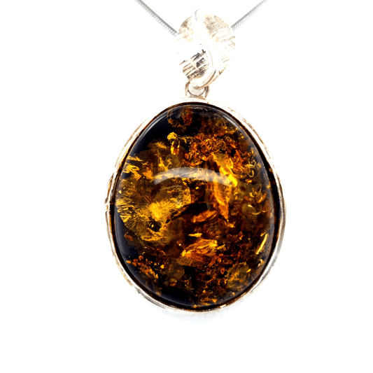 Anhänger echter Bernstein rund 925 Silber Unikat