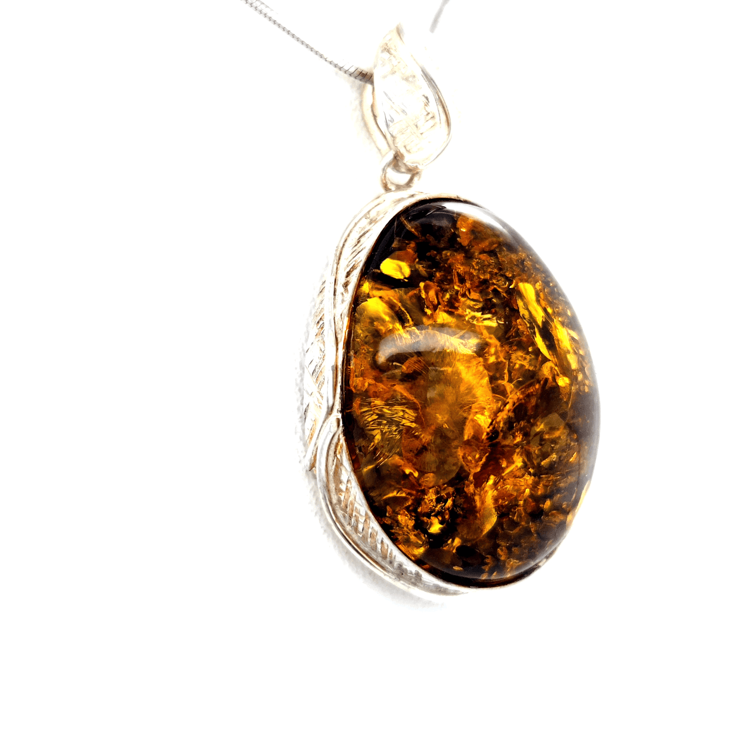 Anhänger echter Bernstein rund 925 Silber Unikat