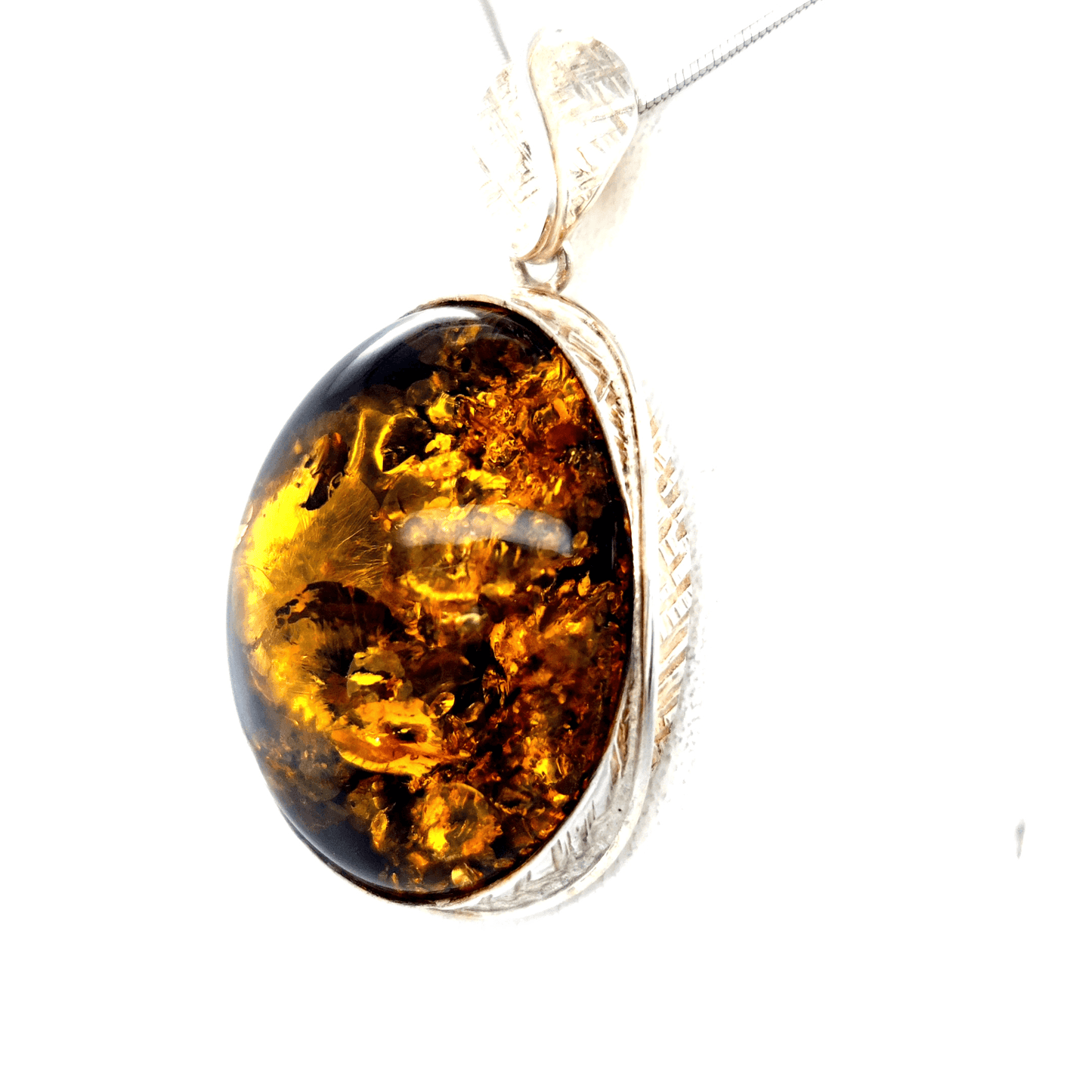 Anhänger echter Bernstein rund 925 Silber Unikat