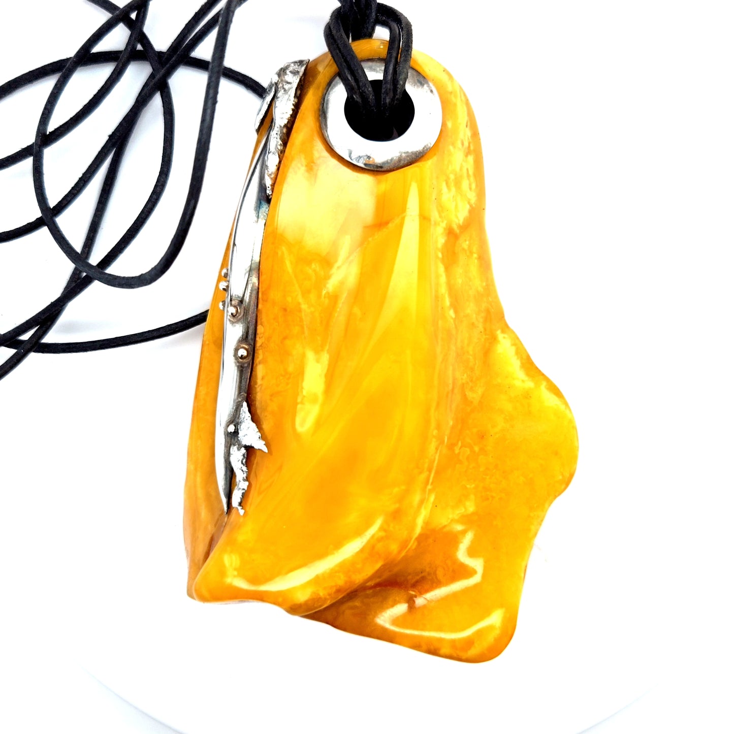 Großer Bernstein Anhänger 925 Silber Butterscotch Unikat