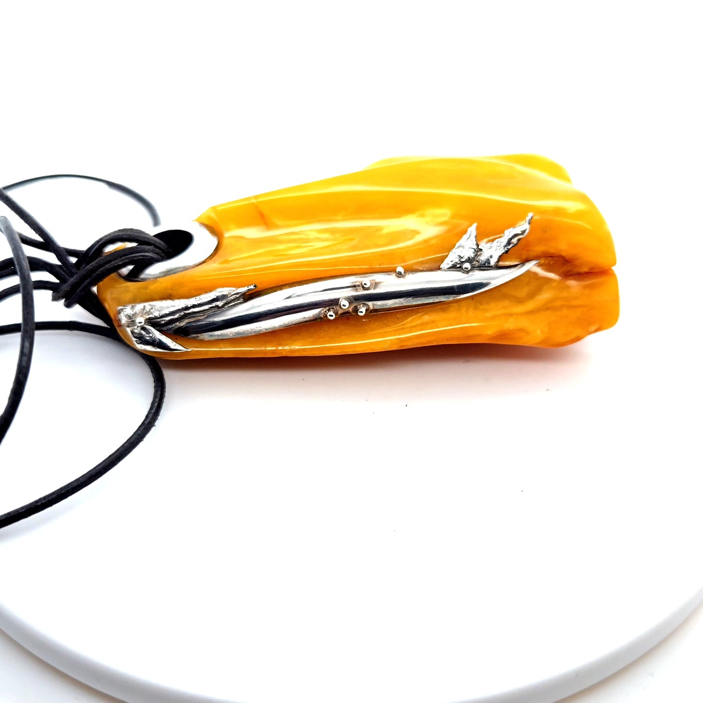 Großer Bernstein Anhänger 925 Silber Butterscotch Unikat