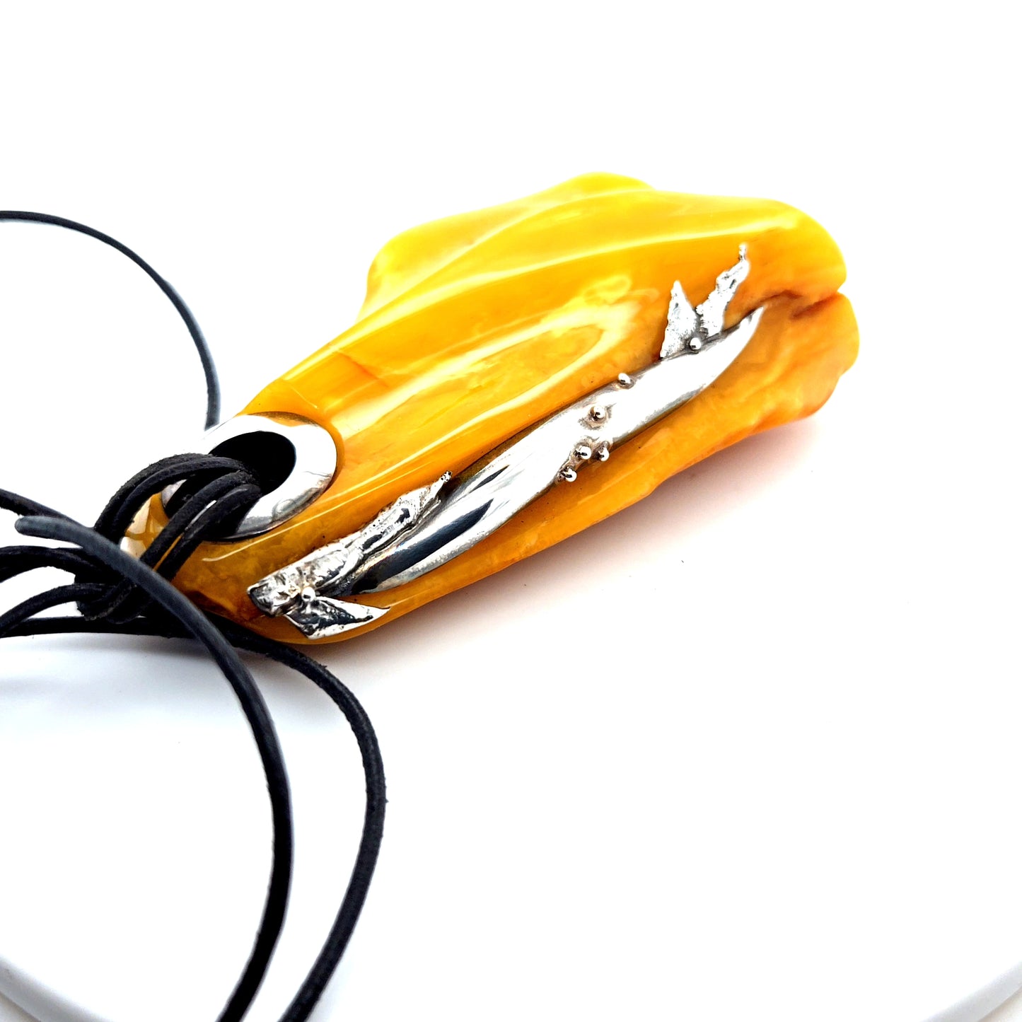 Großer Bernstein Anhänger 925 Silber Butterscotch Unikat